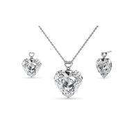MGJ™ - Juego de collar y pendientes ajustables para mujer con cristales de Swarovski, joyería hipoalergénica, regalo para ella en plata, oro u oro rosa, incluye caja de regalo blanca de alta calidad