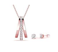 MGJ™ - Juego de collar y pendientes con colgante en forma de A de cristal Swarovski para mujer, embalaje de galletas de Navidad blanco, regalo hipoalergénico para ella, talla única, Metal, Cristal