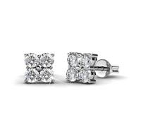 MGJ™ - Juego de pendientes cuadrados de plata con cristales Swarovski para mujer, joyería hipoalergénica, regalo para ella en elegante caja de regalo blanca y bolsa