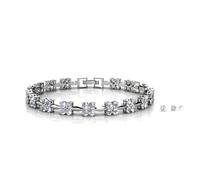 MGJ™ - Juego de pulsera y aretes solitarios con cristales de Swarovski para mujer, joyería hipoalergénica, regalo para ella en caja de regalo blanca premium, disponible en plata, oro rosa y oro, 18
