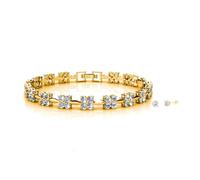 MGJ™ - Juego de pulsera y aretes solitarios con cristales de Swarovski para mujer, joyería hipoalergénica, regalo para ella en caja de regalo blanca premium, bolsa y tarjeta de Navidad, 18 Millimeters