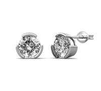 MGJ™ - Pendientes de tuerca solitarios de moissanita de 1 quilate, plata de ley 925, certificado GRA, chapados en oro blanco de 18 quilates, caja blanca y bolsa lista para regalar, tarjeta de mensaje