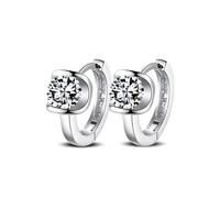 MGJ™ - Pendientes Huggie para mujer con cristales de Swarovski, joyería hipoalergénica, regalo para ella, presentados en una caja y bolsa de regalo blanca de alta calidad, 5.0 Millimeters, Plata de