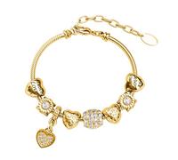 MGJ™ - Pulsera ajustable con dije de corazón para mujer con cristales de Swarovski, presentada en una galleta navideña blanca festiva, regalo hipoalergénico para ella, talla única, Metal, Cristales