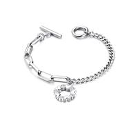 MGJ™ - Pulsera con dije de corazón de cristal Swarovski para mujer | Presentada en una bolsa blanca, caja y tarjeta de Navidad | Joyería hipoalergénica regalo para ella, 19.5 Centimeters, Metal, No es