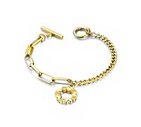 MGJ™ - Pulsera con dije de corazón de cristal Swarovski para mujer | Presentada en una bolsa blanca, caja y tarjeta de Navidad | Joyería hipoalergénica regalo para ella, 19.5 Centimeters, Metal, No es