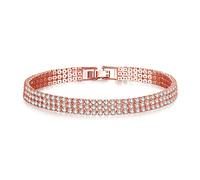 MGJ™ - Pulsera de cristal Swarovski de 3 filas para mujer, joyería hipoalergénica, regalo para ella en caja de regalo blanca premium, disponible en plata, oro rosa y oro, 7.5 Centimeters, Aleación de