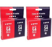 MGM GAMES - 2 Juegos de 54 Cartas - Rojo y Azul - 144634LINA - Juego de Cartas - Cartón - 2 a 6 Jugadores - Cartas para Jugar - Juegos de Mesa - Juegos de Viaje - Belote - Poker - Rami - 8,5cm x 5,5cm