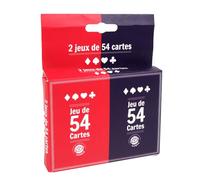 MGM GAMES - 2 Juegos de 54 Cartas - Rojo y Azul - 144634LINA - Juego de Cartas - Cartón - 2 a 6 Jugadores - Cartas para Jugar - Juegos de Mesa - Juegos de Viaje - Belote - Poker - Rami - 8,5cm x 5,5cm