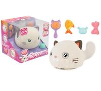 MGM GAMES- MGM JOUET-Purro-Gato Inteligente Interactivo-110870-Responde a Toques y Sonidos-Blanco-Maúlla y Ronronea-Teksta-Juguete para Niño-Gatito-Robot-A Partir de 5 años (110870)