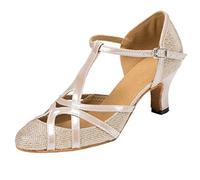 MGM-Joymod T-Starp - Zapatos de Baile Latino sintéticos con Mujer para Bodas Bailes de Baile Latino,TH101 Champán 6cm Tacón,38 EU