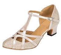 MGM-Joymod T-Starp - Zapatos de Baile Latino sintéticos con Mujer para Bodas Bailes de Baile Latino,TH101 Champán 5cm Tacón,40 EU
