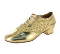 MGM-Joymod Zapatos de Baile clásicos para Hombre con Cordones Cerrados Tango Jazz Salón de Baile Latino Moderno Zapatos de Baile Noche Zapatos de Boda,Oro 4.5cm Tacón, 43 EU