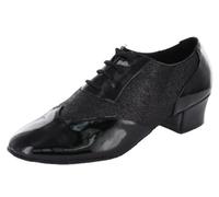MGM-Joymod Zapatos de Baile clásicos para Hombre con Cordones Cerrados Tango Jazz Salón de Baile Latino Moderno Zapatos de Baile Noche Zapatos de Boda,Negro Brillante 4.5cm Tacón, 43 EU