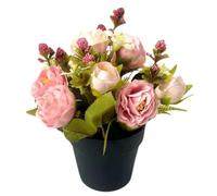 Mgonwl Flores Artificiales para tumbas de 6 x7 Pulgadas Rosas Artificiales Flores de tumbas en macetas Cementerio de Seda para Cementerio Decoraciones de la Tumba del Funeral Estilo 2 Artificial para
