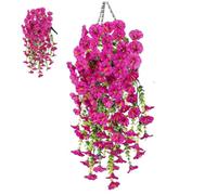 Mgonwl Petunias Falsas Flores Colgantes 29.5 Gloria de la mañana roja Flores Artificiales con Hojas ricas de bajo Mantenimiento Glias de plástico de plástico Falso para Colgar Petunias de cestería