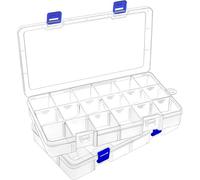 Mgood 2 Piezas Transparente Cajas Almacenaje Plastico con 18 Compartimientos, Joyería Organizador, Caja Clasificadora, para Joyas,Hierbas,Grano Diminuto,Pendientes,Bricolaje Manualidades, Tornillos