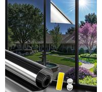 Mgood Vinilo Espejo para Ventanas 30x120cm, Vinilos para Cristales Unidireccional Lámina Privacidad Ventana Anti 99% UV Control de Calor Anti Sol Vinilo Ventana para Hogar y Oficina, Negro-Plata