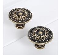 Mgoodoo 2 pomos vintage para puerta de muebles de color bronce antiguo para armario de cocina, alacena, cómoda, diámetro de 32 mm