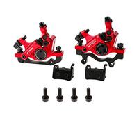 Mgoodoo Juego de Frenos de Bicicleta MTB, Frenos de Disco Hidráulicos Set, Frenos de Disco de Bicicleta Delanteros y Traseros, Sistema de Línea de Frenado Hidráulico, Color Rojo, Discos de 160mm