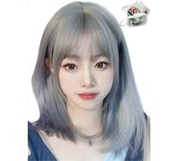 MGRANDE Peluca de línea premium 【 producto de estilista superior activo】 Juego de 6 artículos línea interior de color para mujer, peluca original semi-larga con efecto facial pequeño (azul grageSt