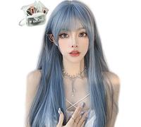 MGRANDE Peluca Premium Line 【 Active Top Stylist Product】 Juego de 6 artículos de línea interior de color para mujer, peluca original semi-larga con efecto facial pequeño (malla azul marrón DY47A)