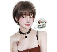 MGRANDE Peluca Premium Line 【 Active Top Stylist Product】 Juego de 6 artículos de línea interior de color para mujer, peluca original semi-larga con efecto facial pequeño (marrón moka DY08C)