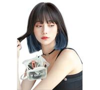 MGRANDE Peluca Premium Line 【 Active Top Stylist Product】 Juego de 6 artículos de línea interior de color para mujer, peluca original semi-larga con efecto facial pequeño (interior azul bob DY01B)