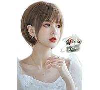 MGRANDE Peluca Premium Line 【 Active Top Stylist Product】 Juego de 6 artículos de línea interior de color para mujer, peluca original semi-larga con efecto facial pequeño (beige ceniza, DY08E)