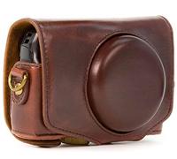 MGRAS Funda rígida de piel sintética retro con correa de cámara digital, compatible con Canon para Powershot SX740 HS SX730 HS SX720 HS (color: café)