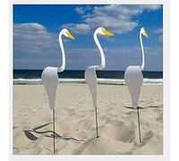Mgsiko Wirbelvogel - Tapón de pájaro de Flamenco Blanco, Soporte de PVC, decoración de jardín, tapón de jardín de Wirbelvogel, The Flamingo Wind Spinner, The Wind Sculpture Art, 40cm