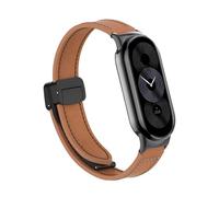 MGTCAR Leather Strap For Xiaomi Mi Band 9 Replacement Belt Magnetic Buckle Wristband Bracelet for xiaomi miband 8 mi band Correa Strap(Brown,For Miband 9)