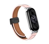 MGTCAR Leather Strap For Xiaomi Mi Band 9 Replacement Belt Magnetic Buckle Wristband Bracelet for xiaomi miband 8 mi band Correa Strap(Pink,For Miband 9)
