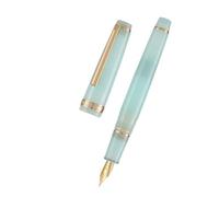 MGTCAR Pluma estilográfica transparente azul hielo con clip dorado y plateado de 12,4 mm para una escritura suave EF/F/M (clip dorado azul hielo, EF)