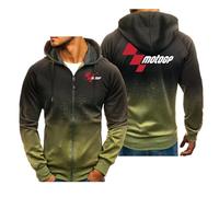 MGTERN Sudadera capucha hombre Mo-to.G.P, Mis.to algodón suave, Ideal para senderismo, camping y viajes, refinados(Green,XXL)