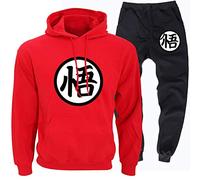 MGTUPK Camiseta de Goku para niños, Conjunto de Ropa, suéter para Hombre, Traje Casual de Anime, Sudadera con Capucha y Pantalones, Figura Pop de Goku, Rojo L