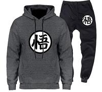 MGTUPK Goku Figura Pop Chándales Traje Suéter de Hombre Anime Traje Casual con Capucha + Pantalones Azul Goku Sudadera Deportiva Gris Oscuro M