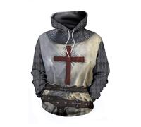 Mgyfady Caballeros Templarios Armadura Sudadera con capucha Cruzada Cruz Jersey Chaqueta Vintage Medieval Caballero Sudadera Cosplay Disfraces, Grisclaro, Small