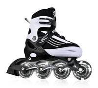 MGYZM Patines en línea para niños, patines en línea ajustables en tamaño para niños, patines en línea para niñas y niños adultos, patines para interiores y exteriores, blanco y negro (Mediano)