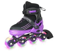 MGYZM Patines en línea para niños y niñas, Ajustables 4 tamaño, Patines en línea para niñas y niños Adultos, Patines para Interiores y Exteriores (Púrpura y Negro, Large(38-41 EU))