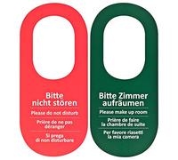 mh-hmp 100 placas para puerta de hotel con texto en alemán "Bitte nicht stören" - Zimmer aufräumen rojo/verde
