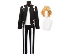 MHA - Disfraz de cosplay de Kaminari Denki Bakugou Katsuki, traje de cosplay con capucha negra, uniforme, chaqueta, pantalón, traje de batalla, conjunto completo, traje de cosplay de anime, disfraz de