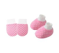 MHADBKH 1 juego de guantes y calcetines antiarañazos para niños y niñas, cómodos guantes y botines de algodón para el hogar, viajes, protección de la piel del bebé, l, Talla única