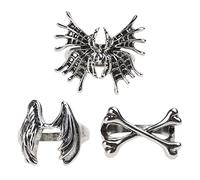 MHADBKH 3 piezas de anillos punk de ángel perdido con mariposas cruzadas para mujer, estéticos, góticos, novedosos, joyería hip-hop para mujeres y hombres, One Size, como se describe, como se describe