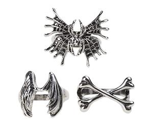 MHADBKH 3 piezas de anillos punk de ángel perdido con mariposas cruzadas para mujer, estéticos, góticos, novedosos, joyería hip-hop para mujeres y hombres, One Size, como se describe, como se describe