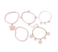 MHADBKH 5 pulseras de cuentas ajustables, coloridas pulseras de cuentas de moda, para fiesta, joyería de muñeca, textura de cuentas, adecuada para mujer, Mi Zhu, No es una piedra preciosa
