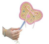 MHADBKH Abanico decorativo de mano de paja tejida para clima cálido, multiusos, artículo de manualidades, fotografía al aire libre, estilos vintage, accesorios de refrigeración portátil