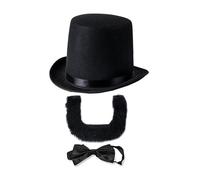 MHADBKH Abrahams - Disfraz de Lincolns con barba, sombrero de copa y corbatín, accesorios para el Día de los Presidentes de Halloween, conjunto histórico de Abrahams