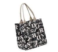 MHADBKH Bolsa de lona de gran capacidad reutilizable para comestibles, lonchera con bolsillos interiores para viajes y compras, Black