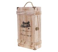 MHADBKH Caja de madera vintage para 2 botellas de vino tinto para caja transportadora para almacenamiento de tapones de vino D